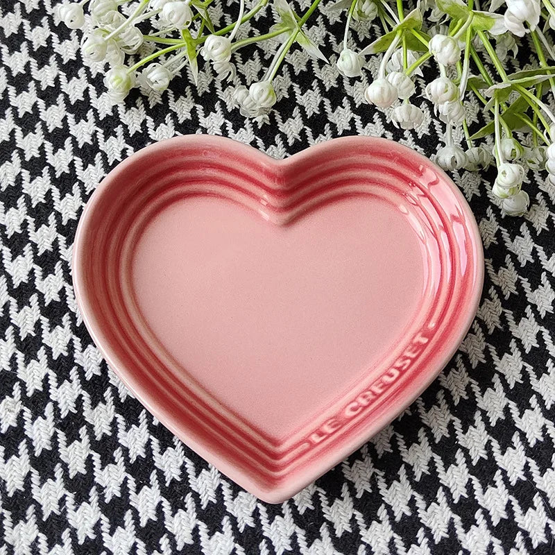 Heart-Shaped Ceramic Pet Bowl 12 cm (4.7 in) – Wide Anti-Vomiting Design for Small Cats & Dogs